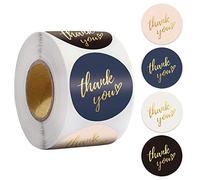 Thank You Stickers, 500 adesivi rotondi di ringraziamento da 2,5 cm con lamina d'oro, adesivi per confezioni regalo autoadesivi per fai da te, sacchetti di tenuta