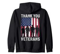 Thank You Veterans Bandiera Usurata Orgoglio Giornata Felpa con Cappuccio