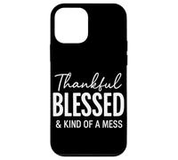 Thankful Blessed & Kind Of A Mess Christian Citazione Bibbia Custodia per iPhone 12 mini