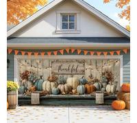 Thankful Copertura per porta del garage rustica a forma di zucca, color foglia di tè, decorazione vintage per casale autunnale, per interni ed esterni, decorazioni per il Ringraziamento, 390 x 18