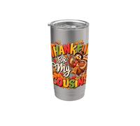 Thankful For My Cousins Cute Turkey Thanksgiving Holiday Bicchiere termico in acciaio inox doppia parete