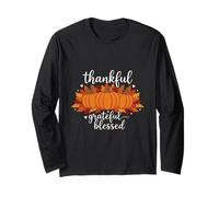 Thankful Grateful Blessed Camicia da Donna Zucca di Halloween Maglia a Manica