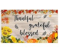 Thankful Grateful Blessed Sunflower Pumpkin Bandiera autunnale 0,9 x 1,5 m, foglie d'acero autunnali Felice Ringraziamento Raccolto Autunno Bandiera della Casa Forniture per Feste Sfondo per Vacanze