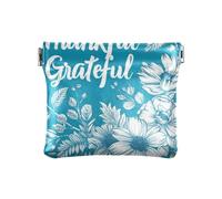 Thankful & Grateful Cyan Design PU Leather Change Purse Cute Makeup Bag Change Purse per uomo donna viaggio