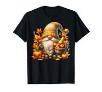Thankful Thanksgiving GNOME with Autumn Leaves Fall Pumpkins Maglietta
