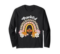 Thankful Thanksgiving Rainbow Leopard Print Donne Ragazze Bambini Maglia a Manica