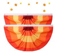 Thanksgiving 3x6 Ft Fall Pleated Fan Flag, Fall Buntings for Outside 3 Rustproof Grommets & Easy Hang for Outdoor Yard Decorations (2pcs)