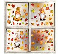 Thanksgiving - Adesivo decorativo per finestra, 6 fogli, per autunno, festa del Ringraziamento, per finestra, senza colla, foglie d'acero, decorazione per cameretta dei bambini, caffè
