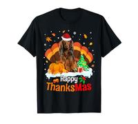 Thanksgiving Dachshund Happy Christmas Dachshund Thanksmas Maglietta