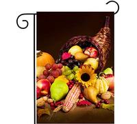 Thanksgiving Day Autumn Harvest Holiday Fruit Vegetable Bandiere Verticale Durevole Flag Robuste Bandiera Da Giardino Per Decorazione Cortile Festival 30X45Cm