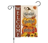 Thanksgiving Fall Pumpkin Grateful Thankful Blessed Welcome Thanksgiving Harvest Bandiera 30X45Cm Bandiere Decorative Stagionale Bandiera Da Cortile Per Camera Da Letto Interni Festival