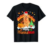 Thanksgiving Golden Retriever Happy Christmas Thanksmas Maglietta