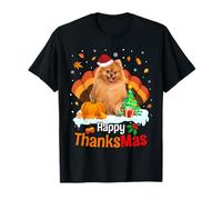 Thanksgiving Pomeranian Spritz Happy Christmas Spitz Maglietta