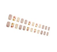 Thanksgiving Press On Nails Square Short Glossy Full Covers Acrilico Quadrato Falso Con Foglie d'Acero Costruzioni 24 Pcs Maple Foglie