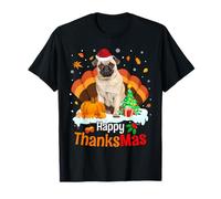 Thanksgiving Pug Dog Happy Christmas Pug Thanksmas Maglietta