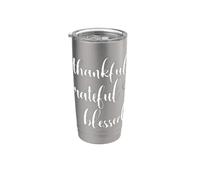 Thanksgiving Thankful Grateful Blessed Thankful Bicchiere termico in acciaio inox doppia parete