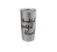 Thanksgiving Thankful Grateful Blessed Thankful Bicchiere termico in acciaio inox doppia parete