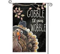 Thanksgiving Turkey Gobble Til You Wobble Fall Harvest Flag Resistente Alle Intemperie Bandiera Da Giardino Colore Vivido Bandiera Per Decorazione Casa Esterno 30X45Cm