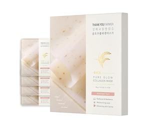 THANKYOU FARMER Rice Pure Glow Collagen Mask 4ea - Korean Collagen Face Mask Overnight, Hydrogel Skin Elasticity Plumping