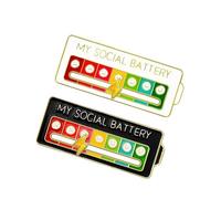 Thapncow 2 Pezzi Batteria Sociale Pin, Doppia Fibbia Social Battery Pin Cursore, Smalto Badge Nizza Spilla Gioielli, (Bianco + Nero)