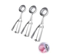 Thapncow 3 pezzi Porzionatori da Gelato Paletta in acciaio inox, Cucchiaino per gelato, cucchiaio per gelato con grilletto per frutta, gelato, biscotti (3 Misure 4/5/6 cm)
