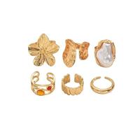 Thapncow 6 Pezzi Anelli a Nocche D'oro, Anelli Vintage da Nocca con Incisione Sottile, Anello Semplice Knuckle Ring per Donna, Anello Midi Eleganti per Donne Comfort Fit, Adatto a qualsiasi occasione