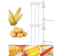 Thapncow Taglierina a Spirale, Taglia Patate a Spirale, Torre Di Patate Cutter, Patate Affetta Patate Adatto per Frutta, Patate, Cetrioli o Carote, 8 Spiedini, Acciaio, Bianco/Giallo