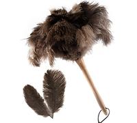 THARAHT 1PCS piuma di struzzo spolverino soffice naturale con manico in legno riutilizzabile lavabile per la pulizia della tastiera, casa, auto, ufficio piuma di struzzo spolverino, 16 pollici