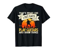 That_s What I Do I Pet Cats Play Chitarra Divertente Regalo Umoristico Maglietta