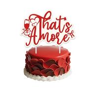 That's Amore Cake Topper Italian That's Amore Bridal Shower Party Decorations Red Bow Cake Topper Double Side Print for Italian Pizza Bachelorette Wedding Engagement Party Supplies