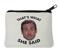 That's What She Said - Portamonete in neoprene, 10 x 11 cm, colore: Bianco