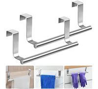 THATSRAD 2 Pz Porta Asciugamani da Appendere alle Anta Appendi Strofinacci Senza Forare Argento Barre Appende-re Strofinacci Cucina in Acciaio Inox Porta Strofinac-ci Anta per Cucina Bagno, 23cm