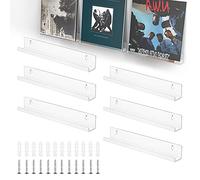 THATSRAD 6 Pz Scaffale per Dischi in Vinile, Espositore da Parete Acrilico Trasparente, Mensole per Esporre Libri, Cornici Foto, 30,8*4*4,5cm