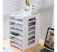 THATSRAD Organizzatore da Scrivania a 7 Livelli con Portapenne Porta Documenti da Scrivania A4 Vassoio Portadocumenti per Ufficio Scaffale per la Conservazione dei Documenti per Ufficio Scuola Casa