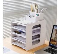 THATSRAD Organizzatore da Scrivania Organizzatore di Carta a 5 Livelli con Portapenne Porta Documenti da Scrivania Organizer per Scrivania A4 Forniture da Scrivania per Ufficio per Ufficio Scuola Casa