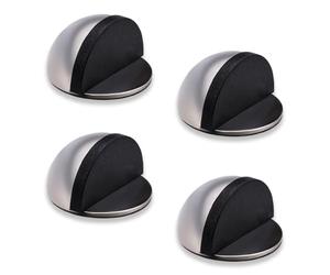 Thatyro 4 fermaporta a mezza cupola, senza trapano, autoadesivi, in acciaio inox, per interni, protezione da parete, per soggiorno, ufficio (argento)