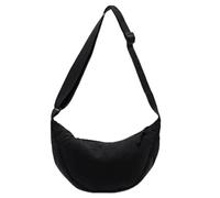 Thayakii Mini borsa a tracolla a mezzaluna in tessuto di cotone, leggera con tracolla regolabile, borsa a tracolla in tinta unita per tutti i giorni e il tempo libero, Nero , M
