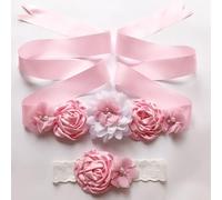 THAYLA Cintura per Abito da Donna, Fiori Fatti a Mano Abiti per Ragazze di Fiore Cinture e Pezzo per Capelli Cristalli per Bambina Abito da Prima Comunione Fascia