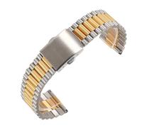 THBGTCNQ Cinturini for Orologi in Metallo for Uomo e Donna, Facili da Regolare e sostituire(Silver Gold,20mm)