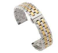 THBGTCNQ Cinturino for Orologio, Cinturino Universale in Acciaio Inossidabile con Chiusura Pieghevole e interfaccia Curva(Silver Gold,22mm)