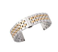 THBGTCNQ Cinturino for Orologio con Maglie in Acciaio Inossidabile da 18 mm, Unisex, con Fibbia Pieghevole(Silver Gold_12mm)