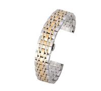 THBGTCNQ Cinturino for orologio in acciaio inossidabile, cinturino di ricambio universale(Silver Gold,15mm)