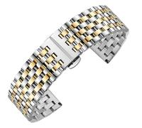 THBGTCNQ Cinturino for Orologio in Acciaio Inossidabile con Fibbia Pieghevole Unisex e interfaccia ad Arco(Silver-Gold C,15mm)