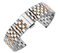 THBGTCNQ Cinturino for Orologio in Acciaio Inossidabile con Fibbia Pieghevole Unisex e interfaccia ad Arco(Silver-Rose-Gold B,18mm)