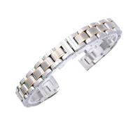 THBGTCNQ Cinturino for Orologio in Acciaio Inossidabile con Fibbia Pieghevole Universale a sgancio rapido(Silver Rose Gold_10mm)