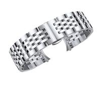 THBGTCNQ Cinturino for Orologio in Acciaio Inossidabile, Unisex, con Fibbia Pieghevole, Regolabile.(Silver_18mm)