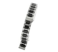 THBGTCNQ Cinturino for Orologio in Ceramica e Metallo a sgancio rapido, Cinturino di Ricambio Universale for Orologio(Silver Black,17mm)
