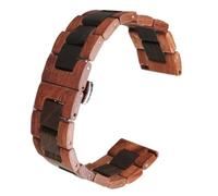 THBGTCNQ Cinturino for orologio in legno, sgancio rapido, chiusura pieghevole in acciaio inossidabile, cinturino da polso di ricambio universale(Red black,22mm)