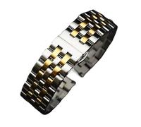 THBGTCNQ Cinturino for Orologio Unisex in Acciaio Inossidabile con Fibbia Pieghevole e interfaccia ad Arco(Silver Gold,13mm)