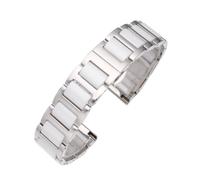 THBGTCNQ Orologio in Acciaio Inossidabile e Ceramica con Chiusura Pieghevole a sgancio rapido, Accessori for Orologi Unisex(Silver White_12mm)